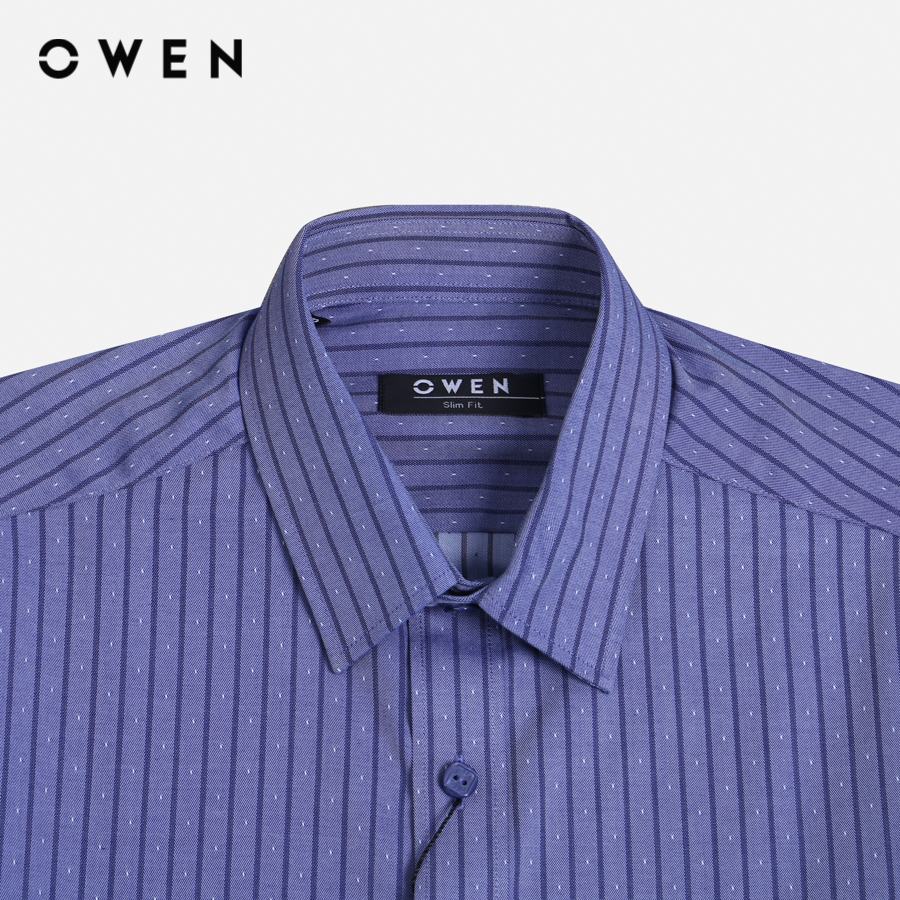 OWEN - Áo sơ mi dài tay Slim Fit màu Xanh chất liệu Artemisia - Polyester - AS22952D