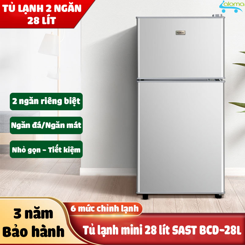 Tủ lạnh mini 28 lít SAST BCD-28L làm đá, bảo quản thực phẩm, đựng sữa mẹ, tiết kiệm điện gồm 2 ngăn ngăn đá và ngăn mát