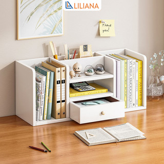Kệ sách gỗ để bàn có ngăn kéo kết hợp giá kẹp hồ sơ thương hiệu Liliana - LP258