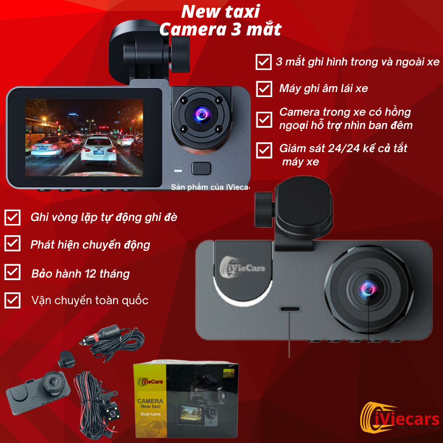 Camera hành trình 3 mắt new taxi lưu giữ mọi khoảnh khắc từ ngoài và trong xe | BigBuy360 - bigbuy360.vn