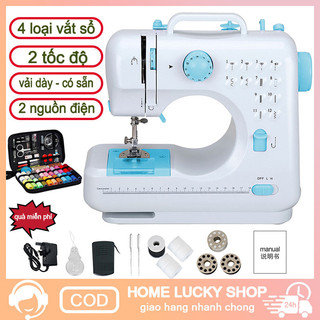 Máy may để bàn 12 đường may,mini Máy Khâu Gia Đình Để Bàn Thông Có Đèn Led Tiện Lợi Sử Dụng may được vải thun kèm chân