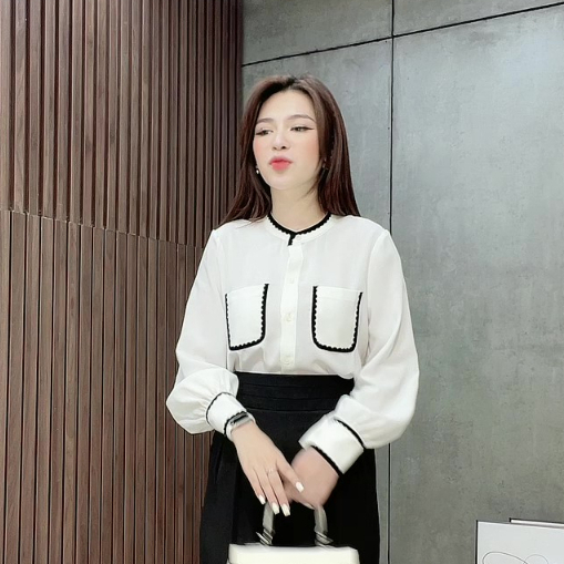 Áo Sơ Mi Trắng Viền Đen Lin Clothing - AKD248SWH-S23