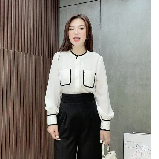 Áo Sơ Mi Trắng Viền Đen Lin Clothing - AKD248SWH-S23