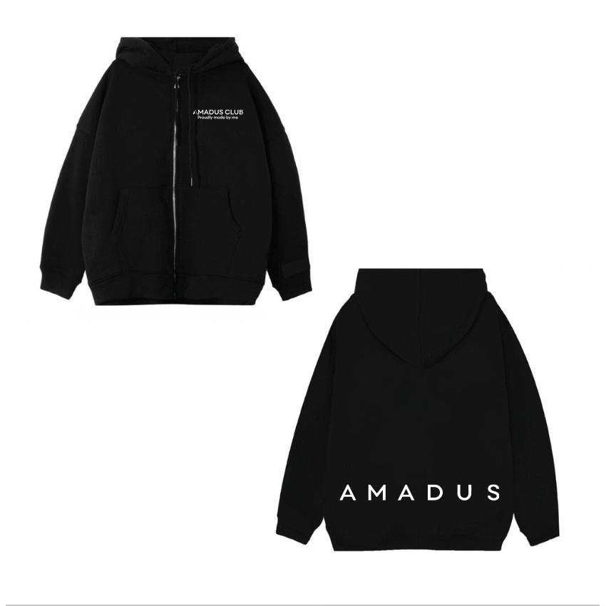 Áo Hoodie Zip Amadeus Local Brand Unisex, Áo Nỉ Kéo Khóa Form Rộng