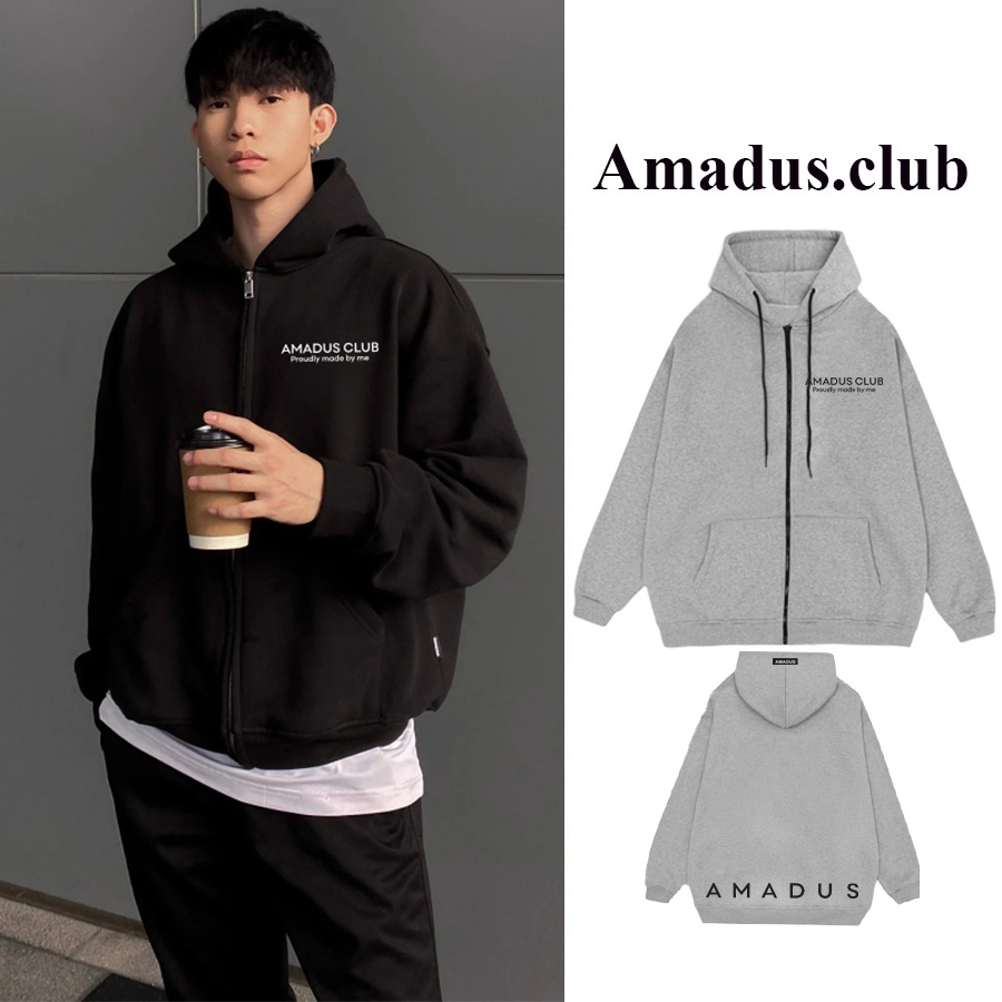 Áo Hoodie Zip Amadeus Local Brand Unisex, Áo Nỉ Kéo Khóa Form Rộng