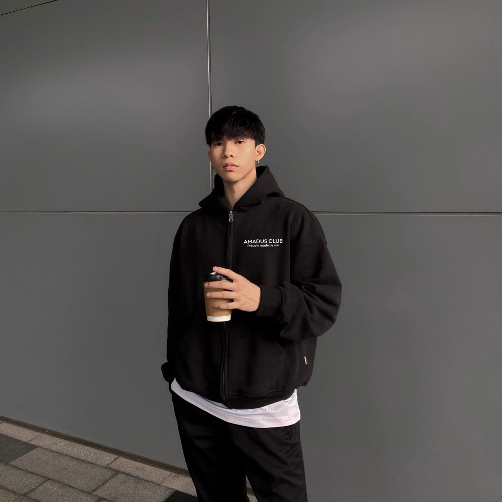 Áo Hoodie Zip Amadeus Local Brand Unisex, Áo Nỉ Kéo Khóa Form Rộng