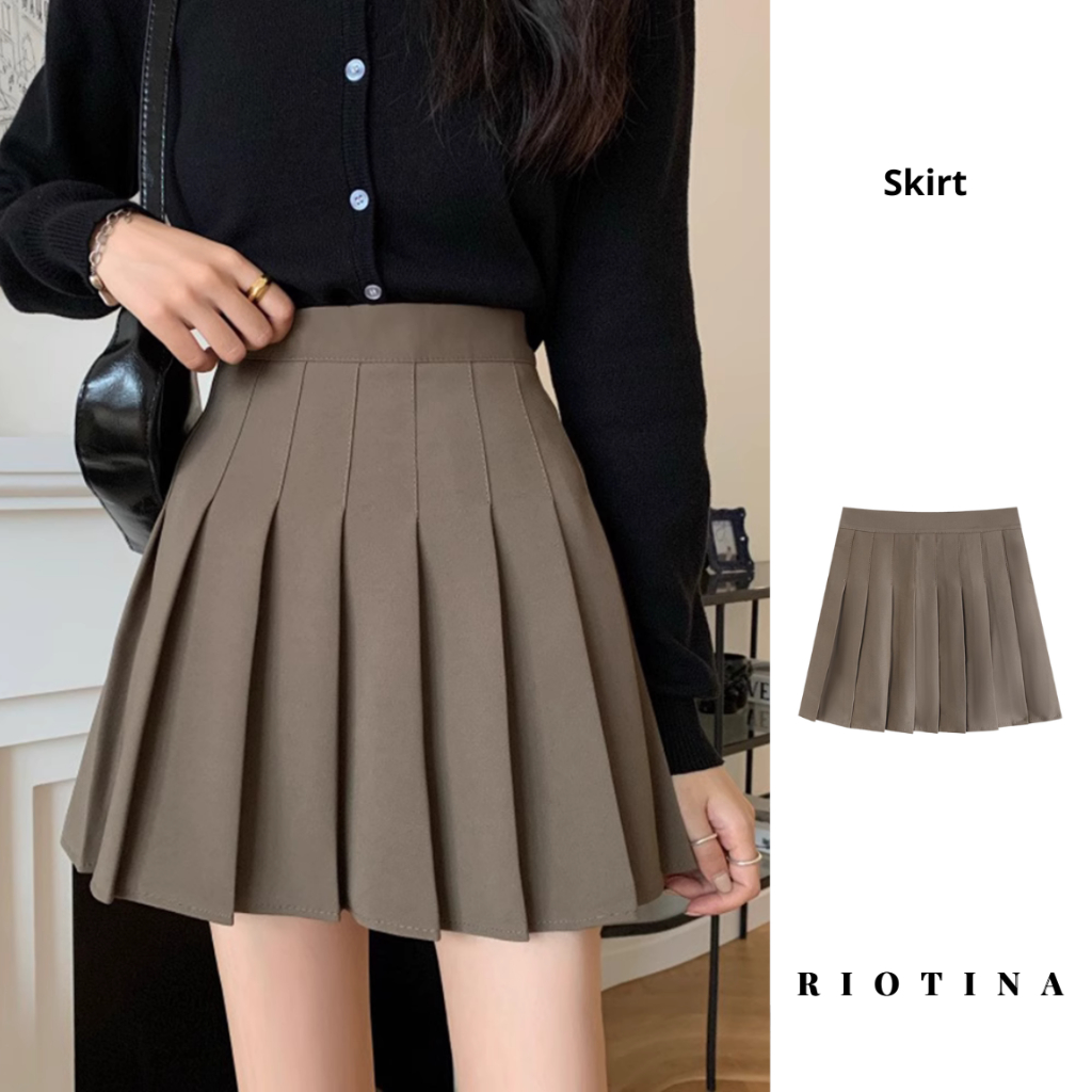 Chân váy xoè xếp ly tennis skirt - ngắn -lưng cao, đen, nâu trắng - vải đẹp tuyết mưa cao cấp dễ thương cá tính