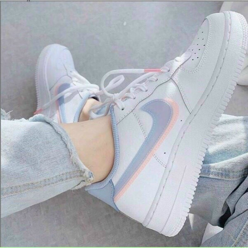 Giày Air Force 1 Low LV8 Double Swoosh Light Armory Blue Bản Chuẩn S.C, Giày AF1 LV8 Xanh Hồng Cho Nữ Full Bill Box | BigBuy360 - bigbuy360.vn