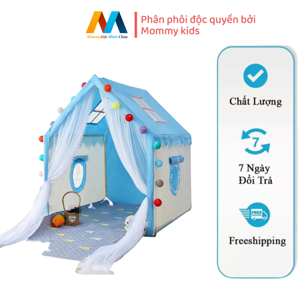 Lều Cho Bé Ngủ Chơi - Lều Hoàng tử Công Chúa TẶNG THẢM VÀ ĐỀN TRANG TRÍ