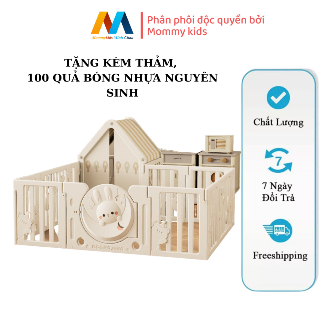 Quây cũi nhựa CHO BÉ CAO CẤP MÃ 01TẶNG 100 bóng 1 thảm