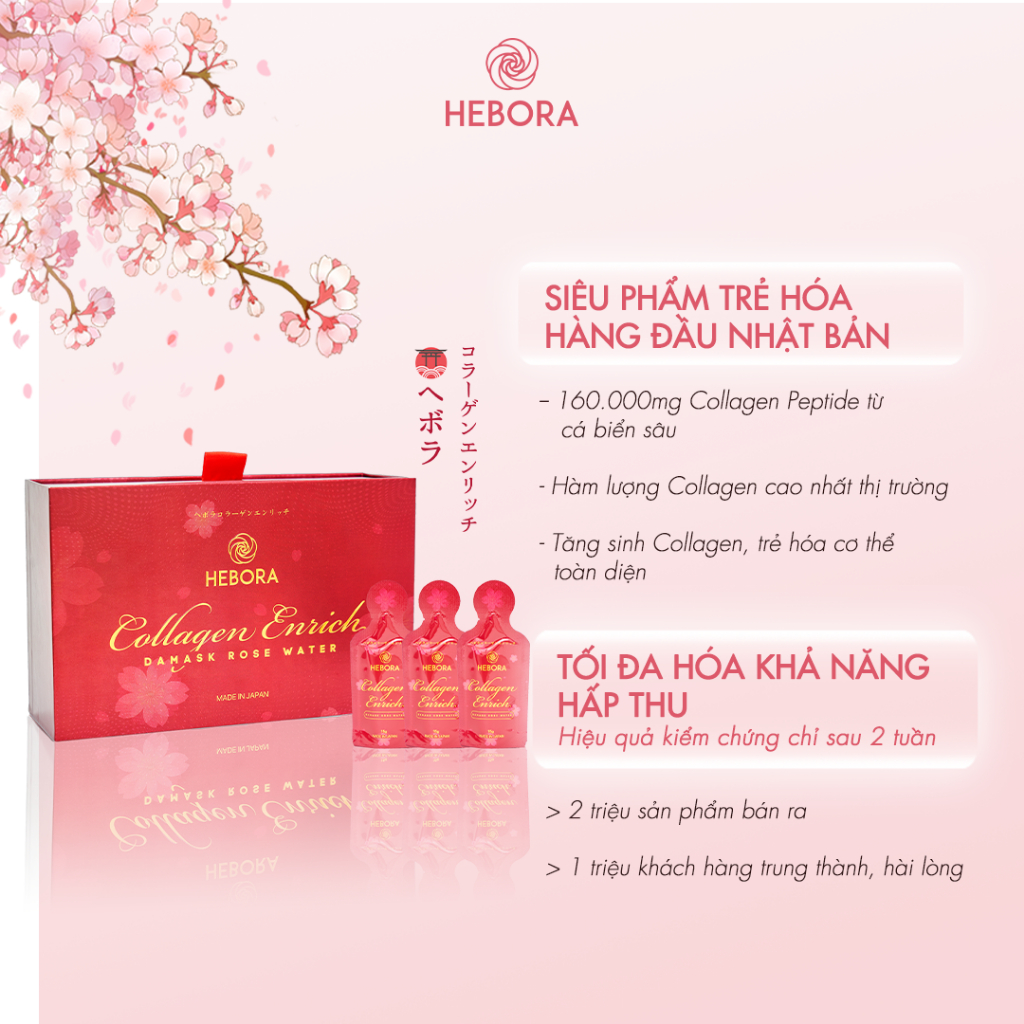 Combo 09 hộp Nước uống Hebora Collagen Enrich (hộp 28 gói)