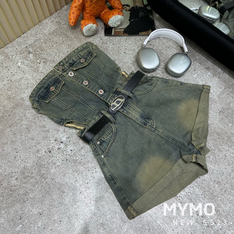 Jumsuit Jeans hàng cao cấp kèm belt