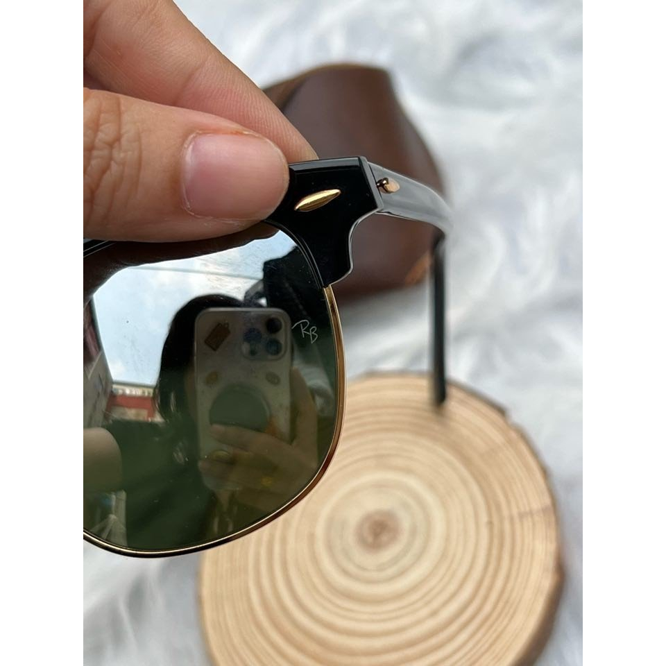 Mắt Kính Clubmaster Tráng Gương Bạc Gọng Đen 2HAND