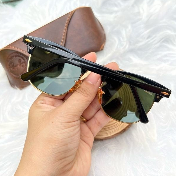 Mắt Kính Clubmaster Tráng Gương Bạc Gọng Đen 2HAND