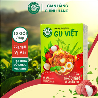 Combo 5 Hộp Trà Trái Cây Hạt Chia Just Viet - VỊ VẢI - Tiện Lợi Thơm Ngon - HỘP 10 GÓI 20g x 2