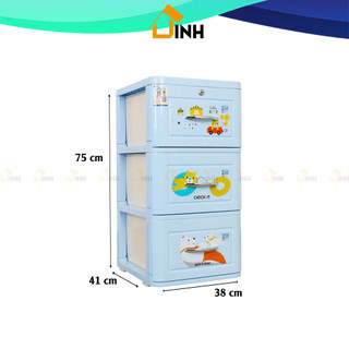 Tủ nhựa quần áo 3 tầng Lucky Qui Phúc