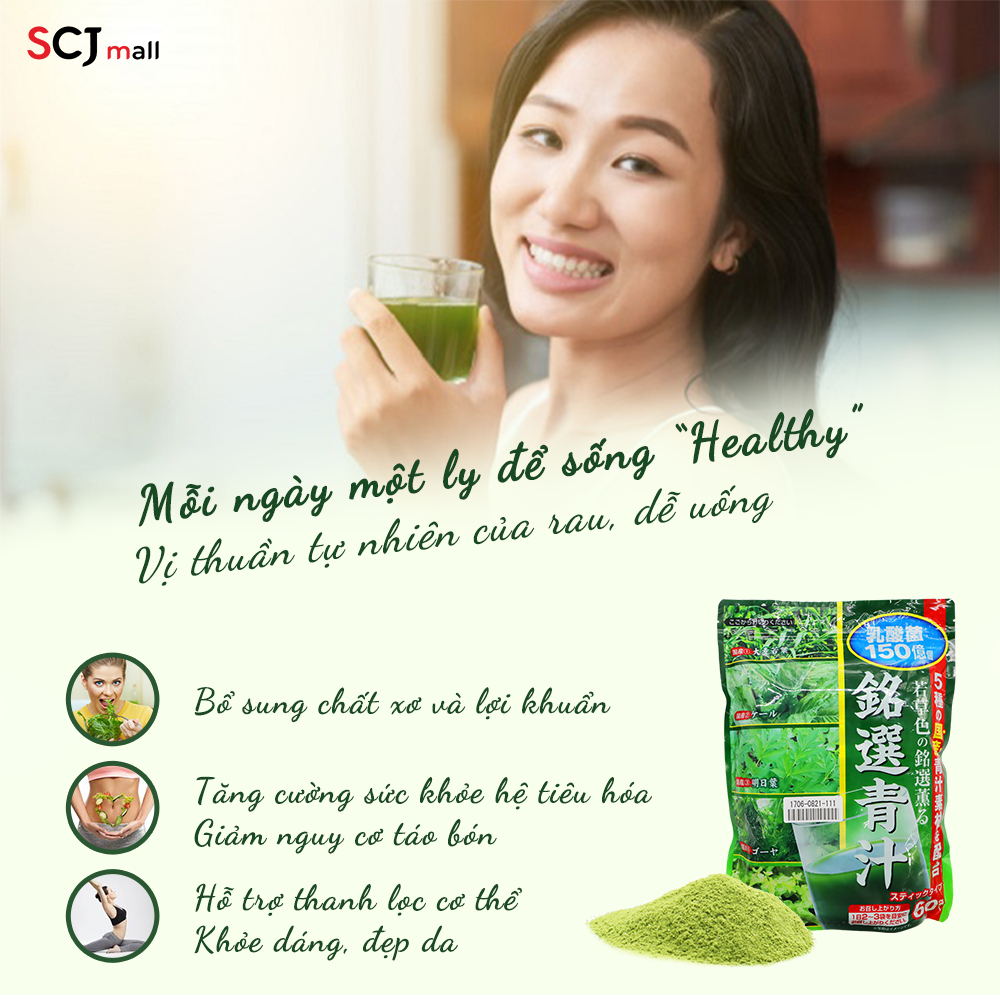 Bột Rau Xanh Bổ Sung Chất Xơ làm sáng da Meisen Aojiru  Hàng chuẩn Nhật Bản