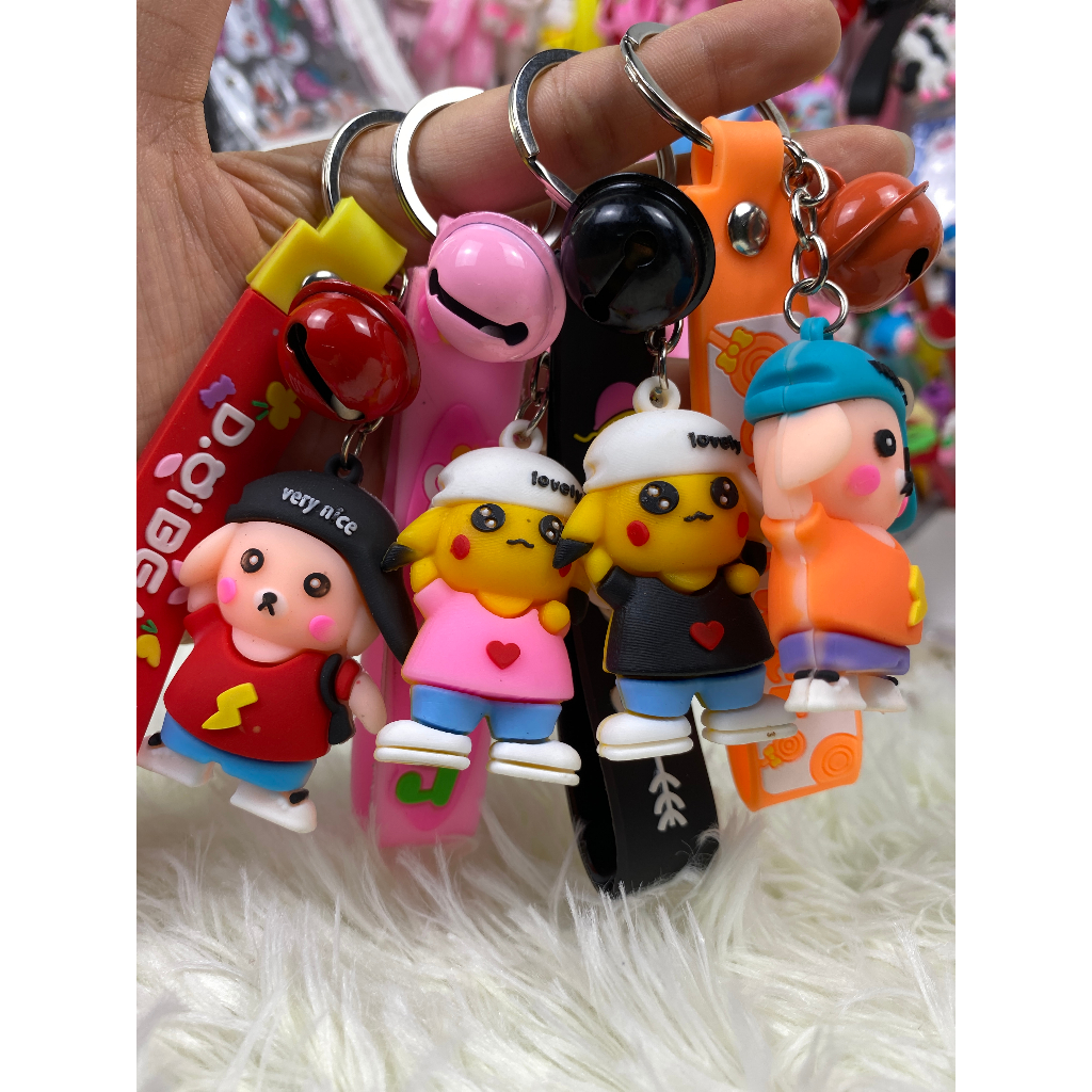 Móc khóa cute dễ thương kèm dây đeo và chuông móc khoá cặp treo chìa khoá