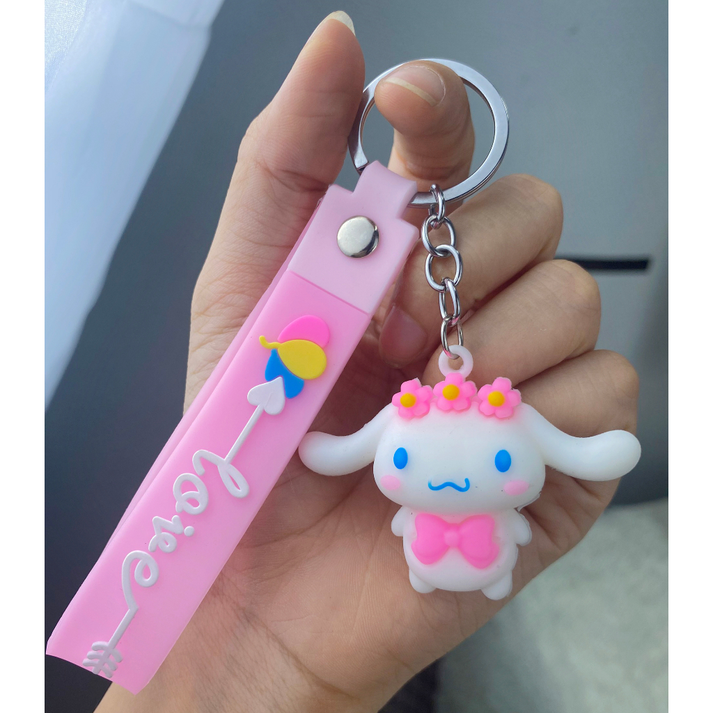 Móc khóa cute dễ thương kèm dây đeo và chuông móc khoá cặp treo chìa khoá