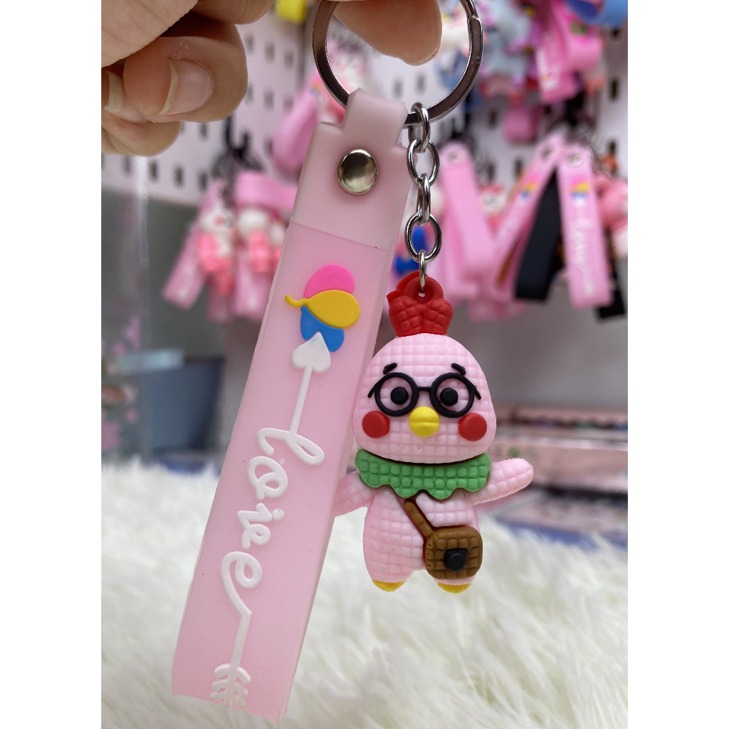Móc khóa cute dễ thương kèm dây đeo và chuông móc khoá cặp treo chìa khoá