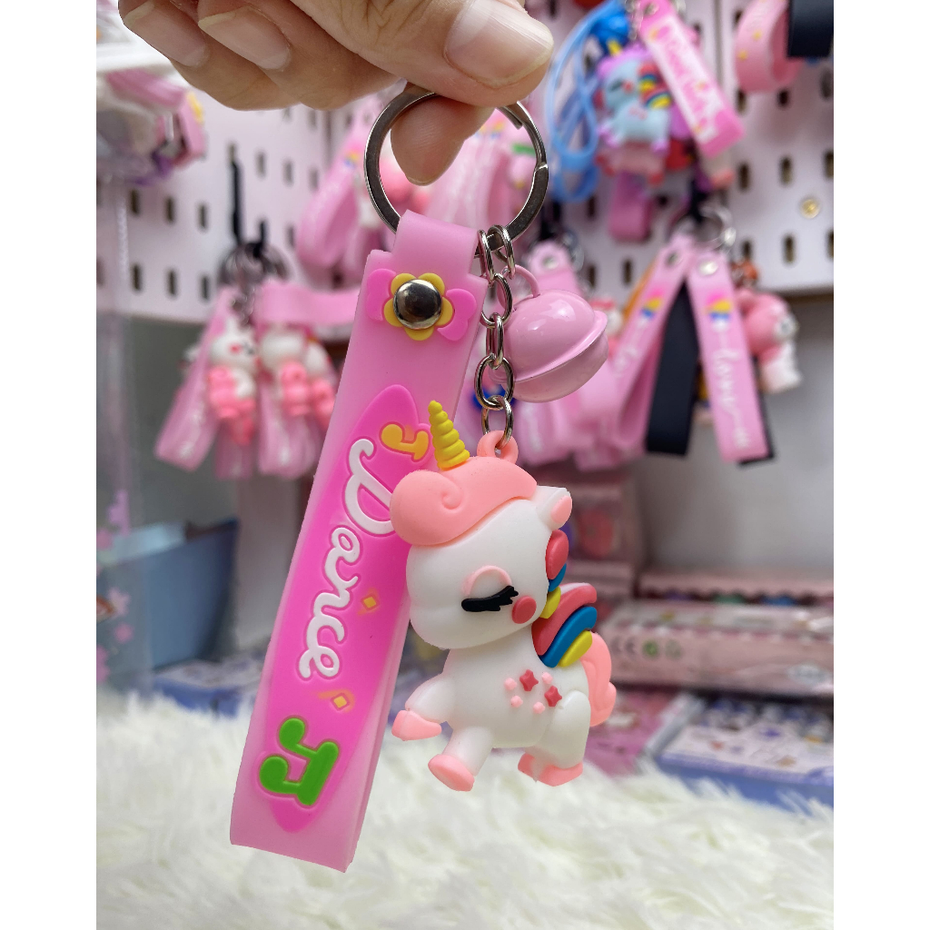 Móc khóa cute dễ thương kèm dây đeo và chuông móc khoá cặp treo chìa khoá