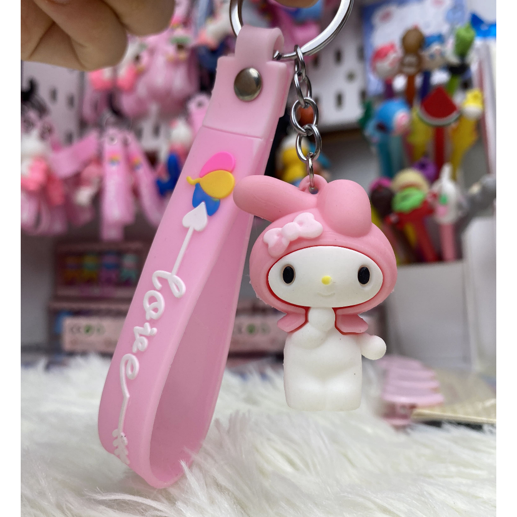 Móc khóa cute dễ thương kèm dây đeo và chuông móc khoá cặp treo chìa khoá