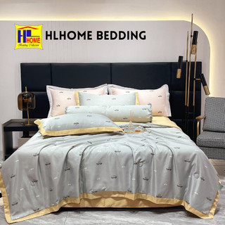 Bộ chăn ga lụa chăn hè chần bông 5 món kèm vỏ ôm thoáng mát, mềm mịn