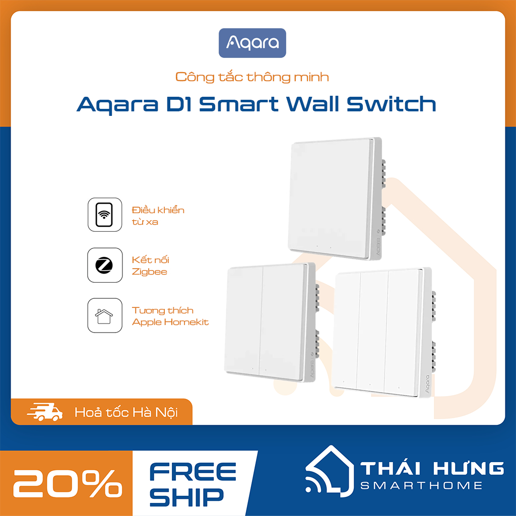 [Hỏa tốc HN] Công tắc âm tường - Aqara D1 có dây N - 2200w có đèn báo, hỗ trợ homekit, 1-2-3 nút bản Zigbee