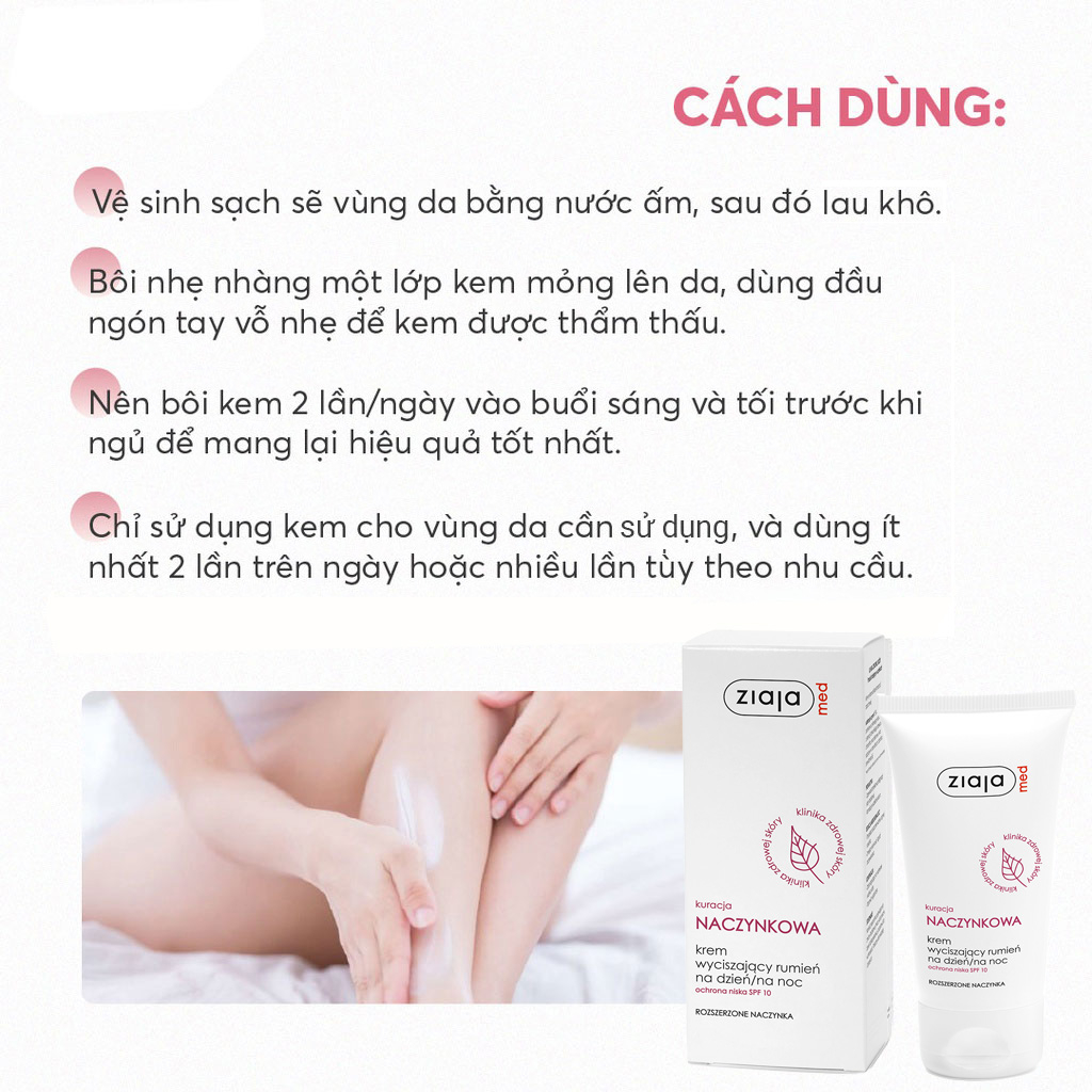 Kem Dưỡng Giãn Mao Mạch Ziaja Med Kuracja Naczynkowa 50ml