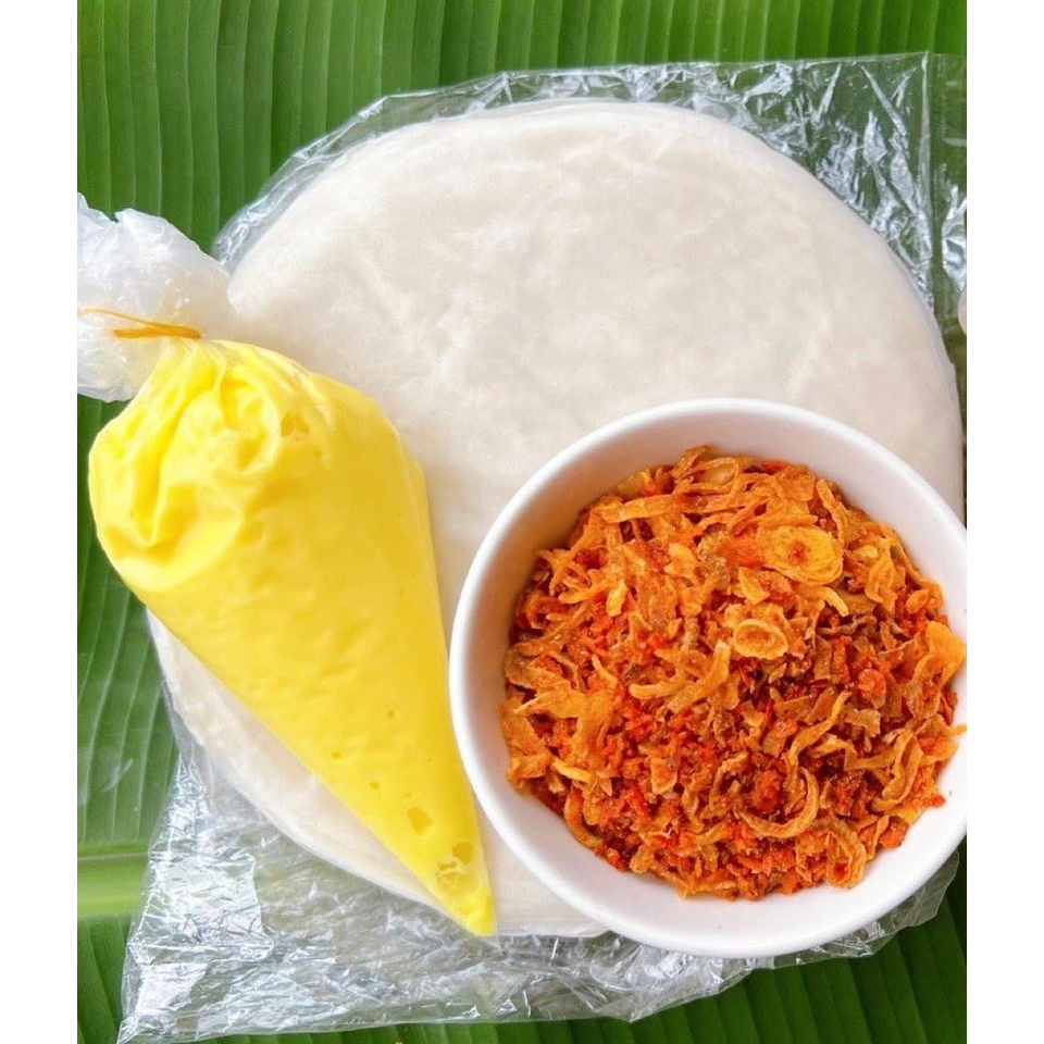 Combo  bánh tráng phơi sương dẻo mỏng muối ruốc hành phi,300g  bơ vàng ngon chuẩn vị.