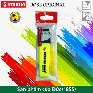 Bộ 1 bút dạ quang stabilo boss original + ruột châm mực vàng hl70