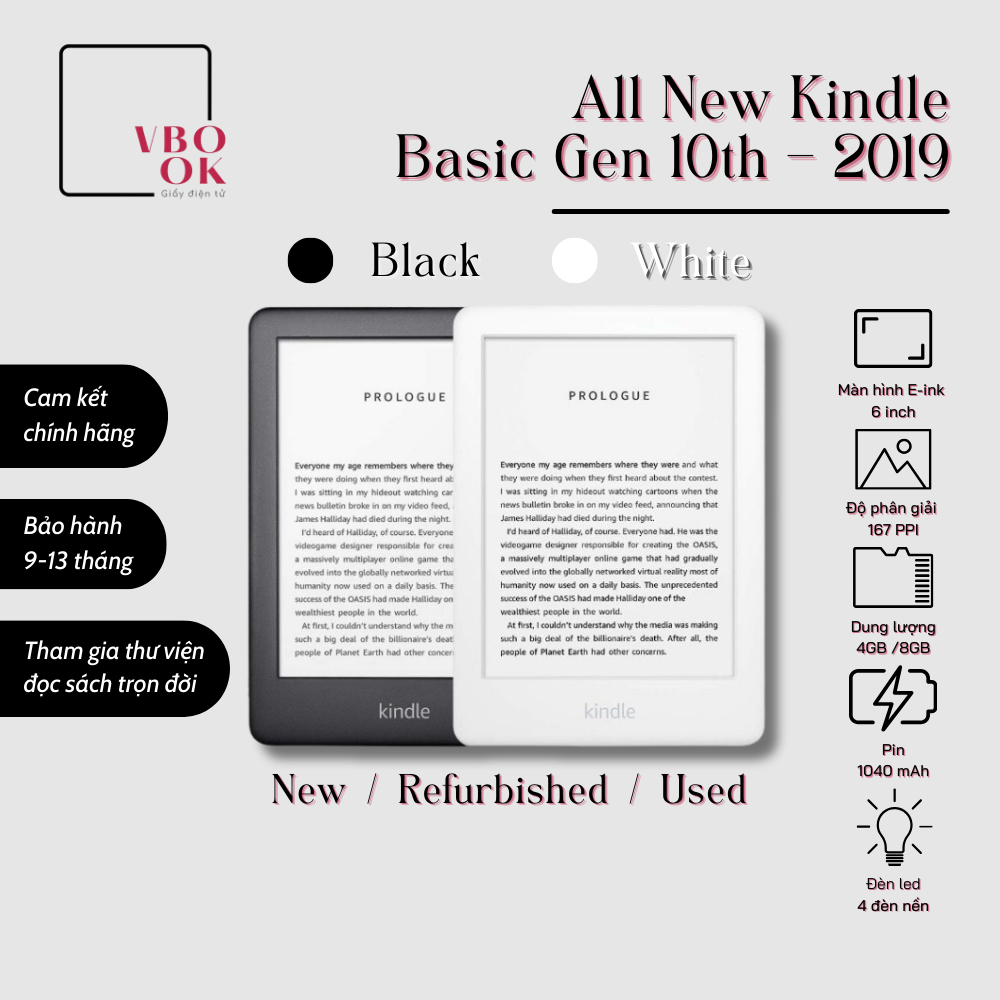 Máy đọc sách All New Kindle Gen 10th (2019/ 2020) - Kindle Basic - Chính hãng quốc tế từ Amazon