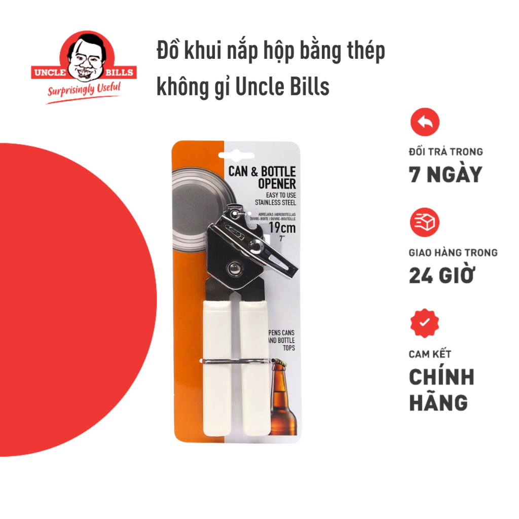 Đồ Khui Nắp Hộp Đa Năng Từ Thép Không Gỉ 19cm Uncle Bills KA0064