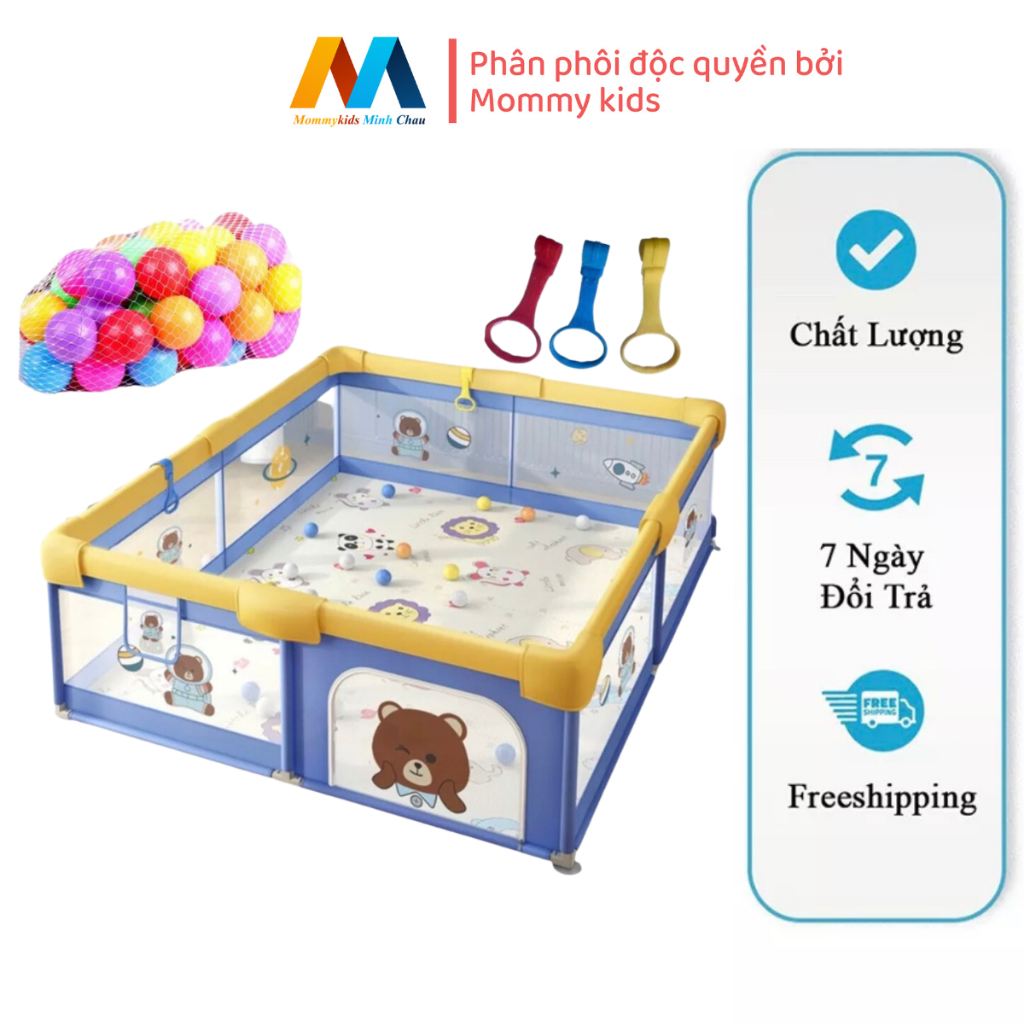 Quây bóng, quây cũi nhà bóng cho bé Tặng THẢM, 100 bóng + 2 vòng đồ chơi GIÚP BÉ VỊM, VẬN ĐỘNG CƠ TAY, TẬP ĐI]