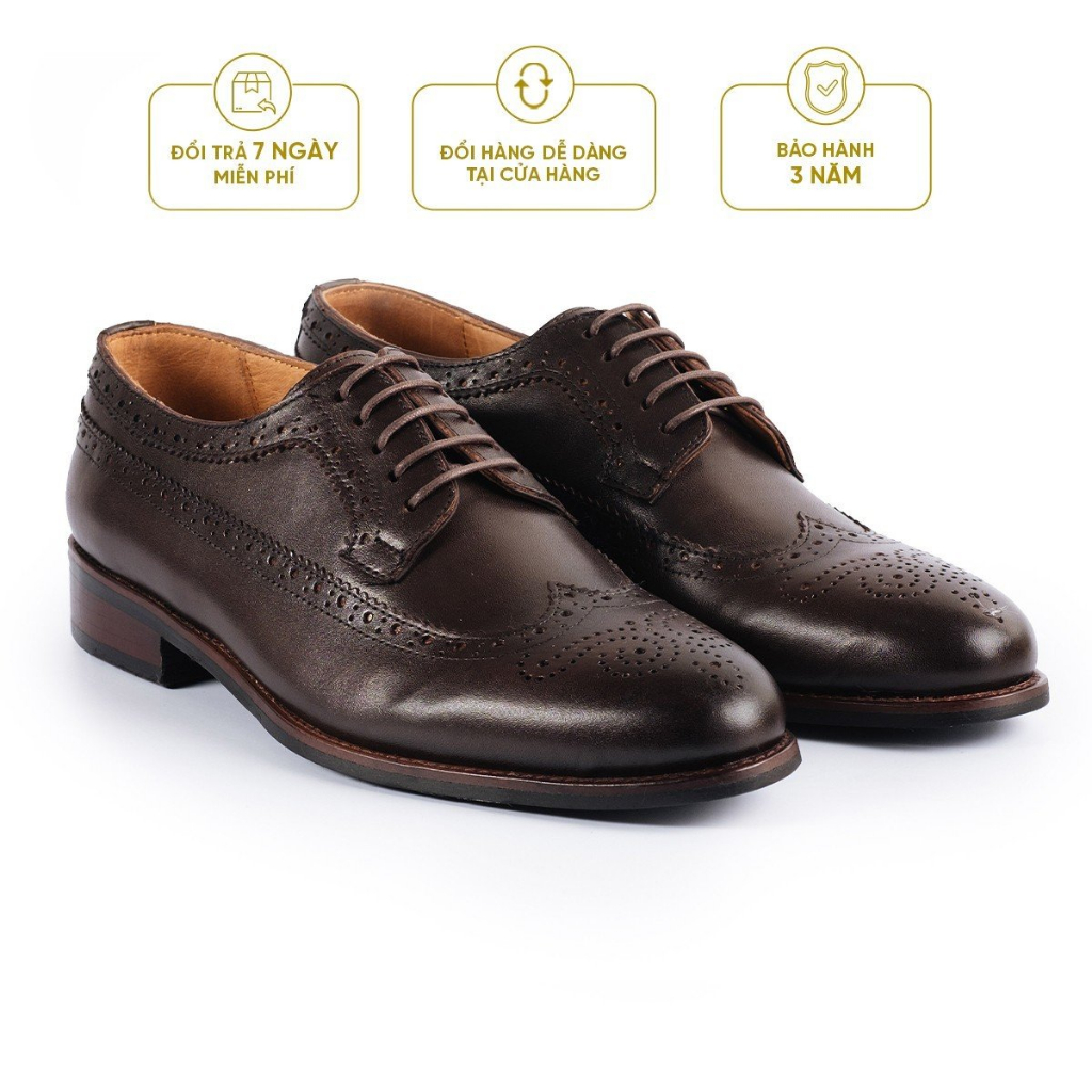 Giày Tây Cao Cấp CLASSIC BROGUES DERBY - DB18 - Da Bò Ý Lót Trong Da Bò Mộc - Thương hiệu Be Classy