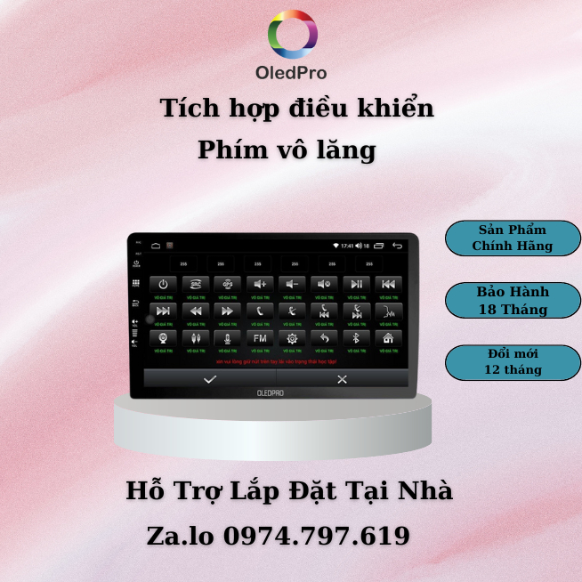 Màn hình android cho ô tô OLEDPRO A5  Ram 2G Rom 32G 8 nhân, có quạt tản nhiệt. Bảo hành chính hãng 18 tháng