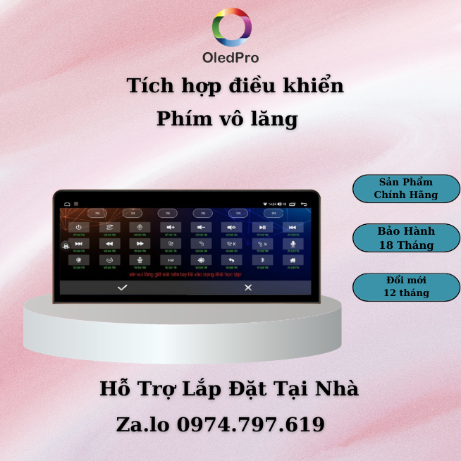Màn hình Android cho ô tô OLEDPRO Premium 12.3inh Ram4GB Rom 32GB Bản Cao Cấp