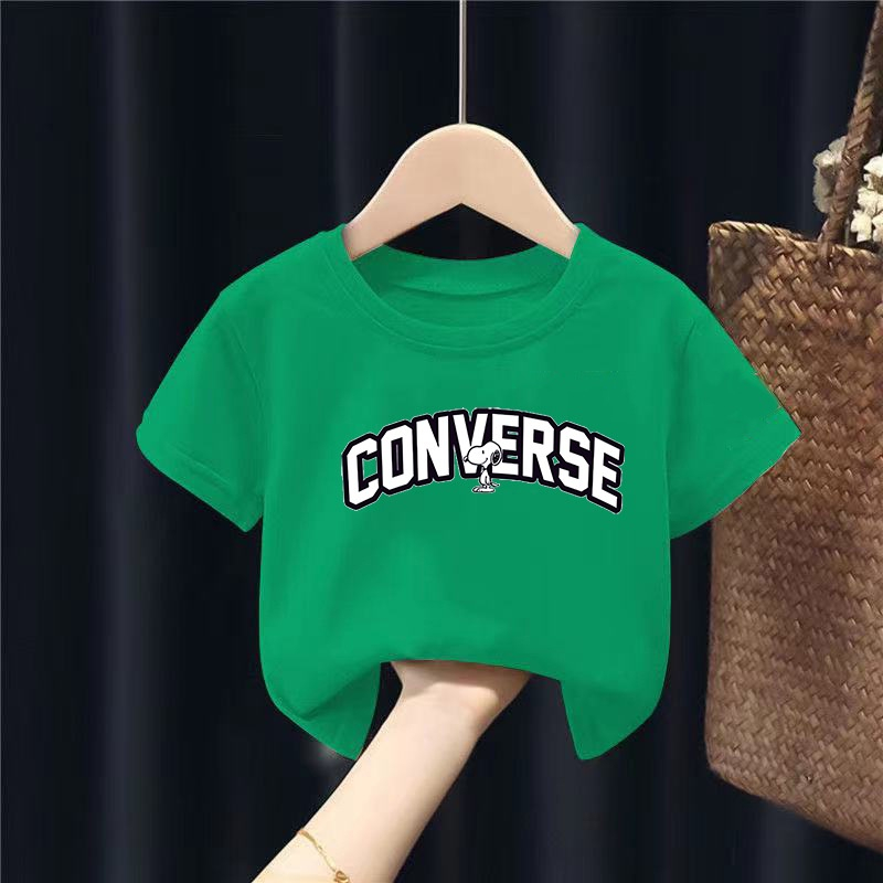 Áo cộc tay màu hè chất cotton chữ cover 4 màu cho bé