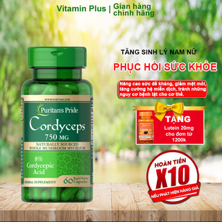 Viên uống đông trùng hạ thảo bổ phổi, bồi bổ sức khỏe, tăng cường sinh lý,hỗ trợ tim mạch Cordyceps Mushroom 60 viên