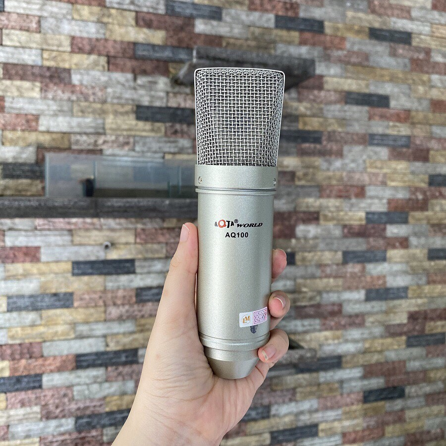Combo Mic Livestream Karaoke Aqta AQ100 và Sound Card K9 có Bluetooth , Autotune Đèn LED Pin Chân Kẹp Màng Lọc Tai Nghe
