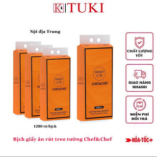 [Nội địa Trung] Bịch 1280 tờ giấy ăn rút treo tường Chef&Chef - siêu dai, mềm mịn