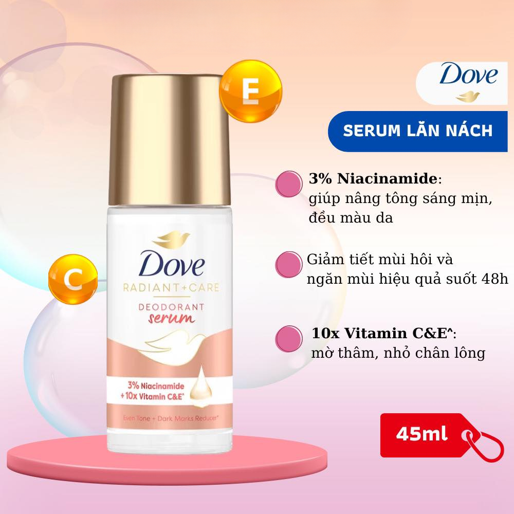 Lăn Khử Mùi Dove Tinh Chất Serum Bright - Care Deodorant Serum 3% Niacinamide Collagen Vitamin C E