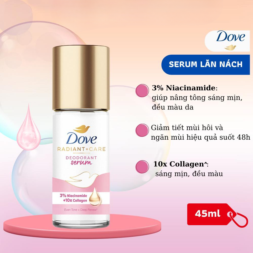 Lăn Khử Mùi Dove Tinh Chất Serum Bright - Care Deodorant Serum 3% Niacinamide Collagen Vitamin C E