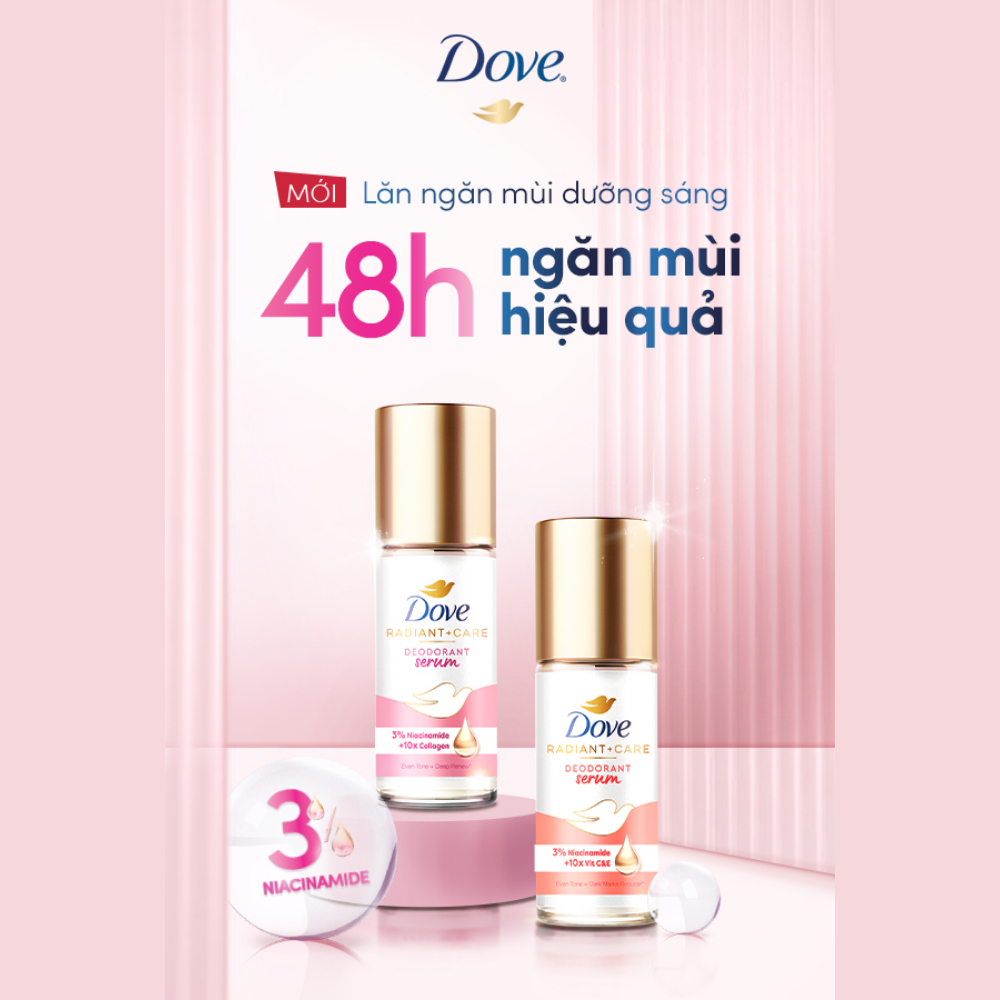 Lăn Khử Mùi Dove Tinh Chất Serum Bright - Care Deodorant Serum 3% Niacinamide Collagen Vitamin C E