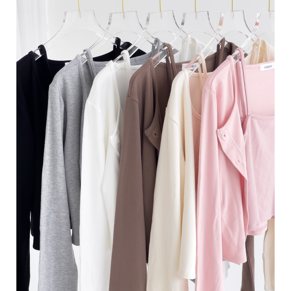 LYRA Set áo khoác cadigan dài tay kèm áo hai dây chất thun mặc 2 kiểu phong cách trẻ trung, Hàn Quốc - CSYSE0073