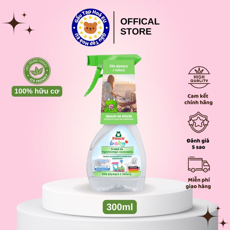 Xịt vệ sinh đồ dùng trẻ em hữu cơ Frosch 300ml nhập khẩu Đức