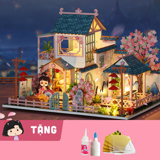 Mô hình nhà búp bê tự lắp ráp bằng gỗ DIY Đào Hoa Ổ