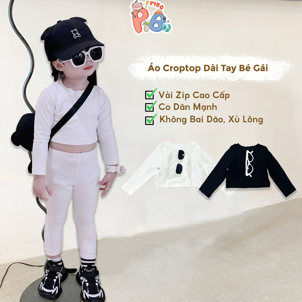 Áo Croptop Dài Tay Bé Gái Vải Zip Co Dãn Mạnh, Dễ Phối Đồ - BabyBoo - PiBo Store