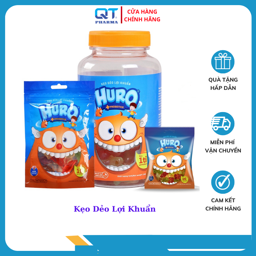 Kẹo dẻo lợi khuẩn Huro - Bổ sung lợi khuẩn đường ruột cho mọi lứa tuổi - Tăng cường chức năng tiêu hóa giảm táo bón