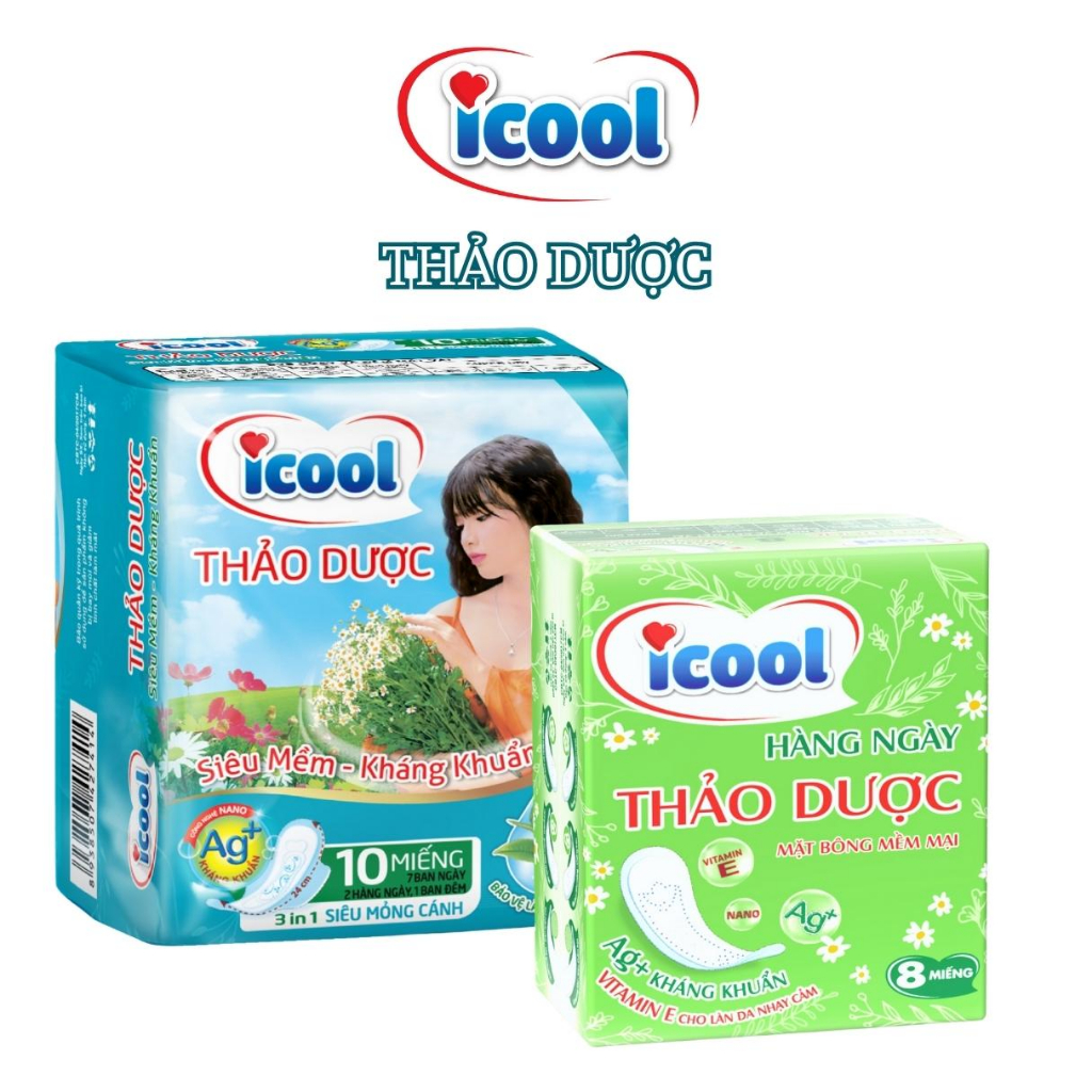 Băng vệ sinh ICOOL Thảo Dược, 𝐌Ặ𝐓 𝐕Ả𝐈 𝐍𝐇𝐔𝐍𝐆 𝐬𝐢ê𝐮 𝐦ề𝐦, không bạc hà.